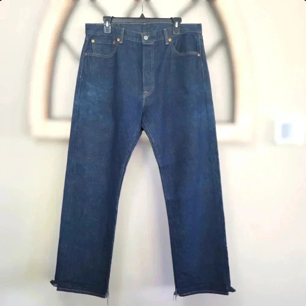 Levi's 501 Dark Wash Straight Leg Button Fly Denim Jeans Size 36x32